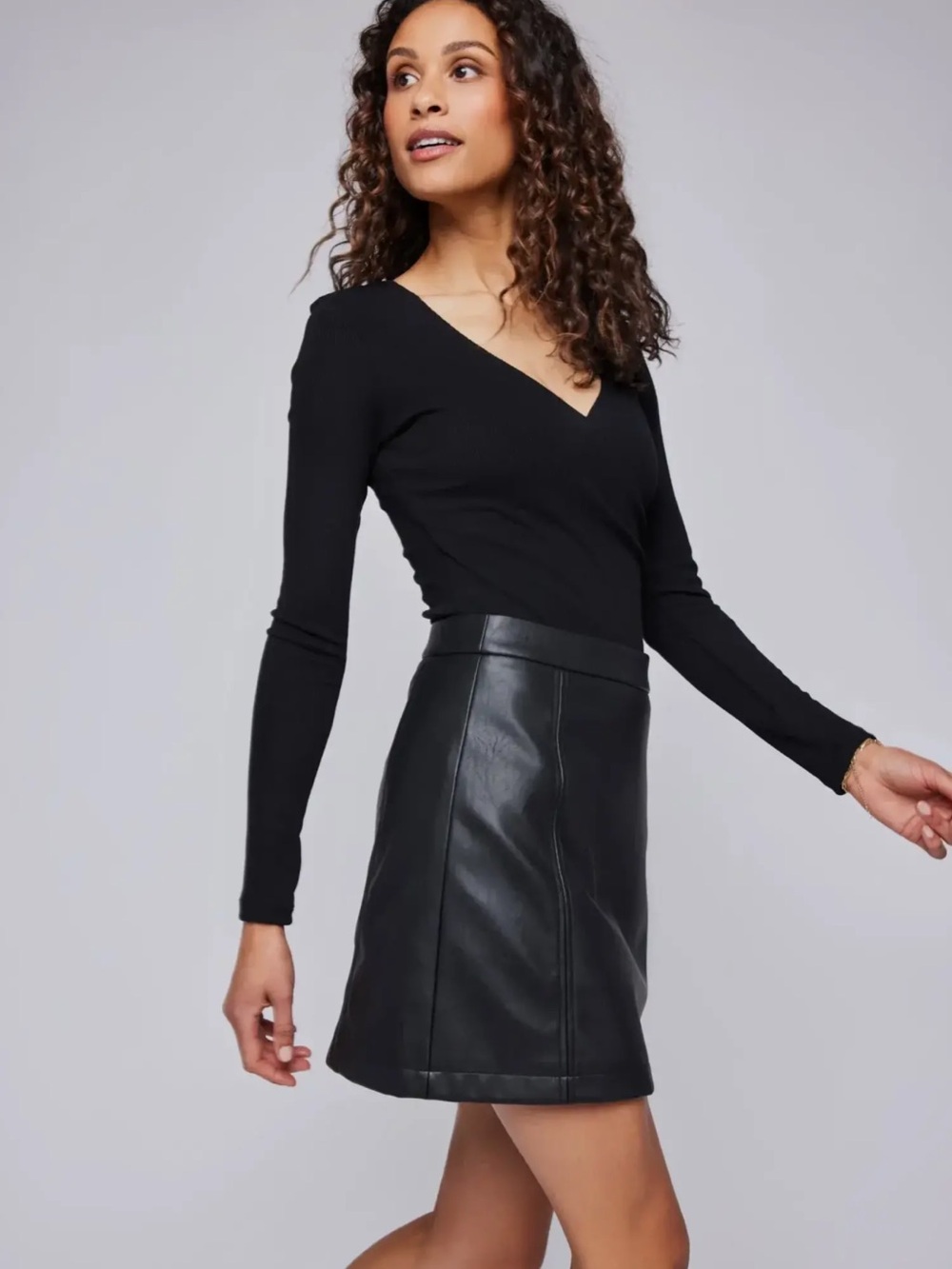 Gentle Fawn Black Faux Leather Mini Skirt